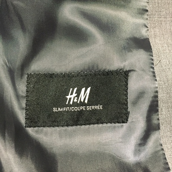H&M Slim Fit Blazer Jacket Men’s 36R Gray 2 Button Polyester Blend - Picture 7 of 9